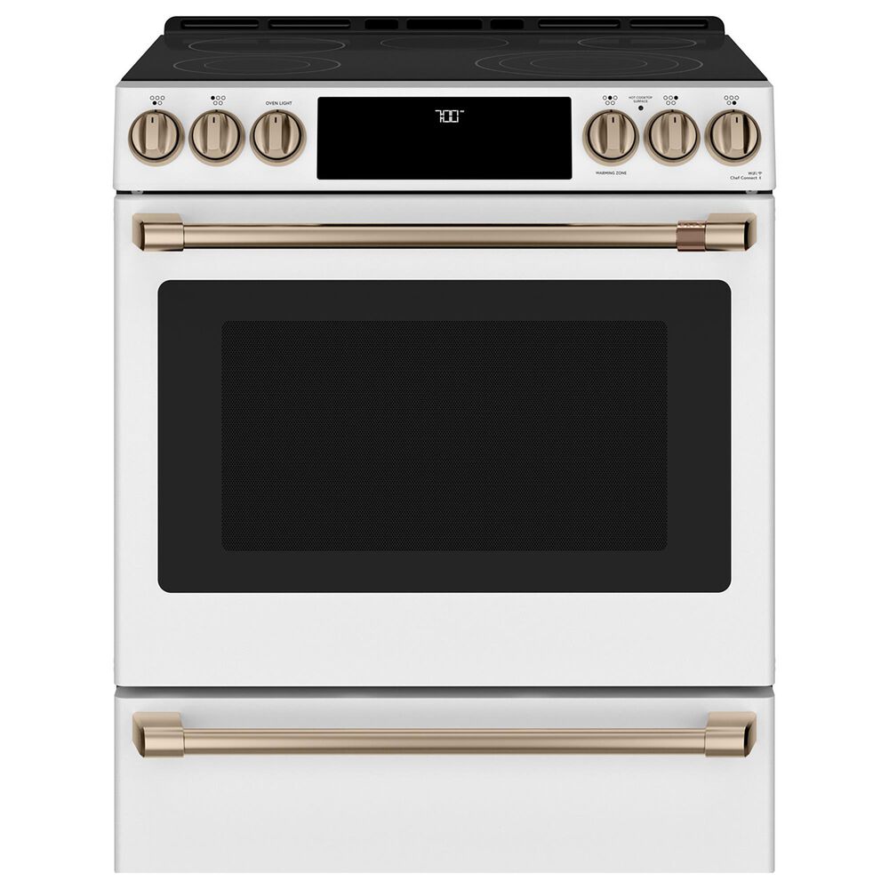 Cafe 5.7 Cu. Ft. Smart Slide-In, Front-Control, Radiant and Convection Range in Matte White, , large