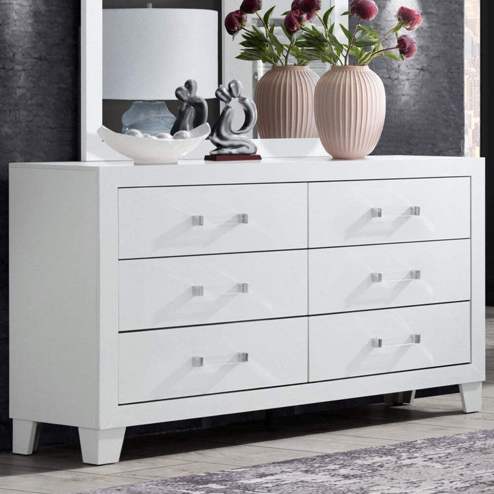 Global Furniture USA Luccia 6-Drawer LUCCIA Dresser in White, , large