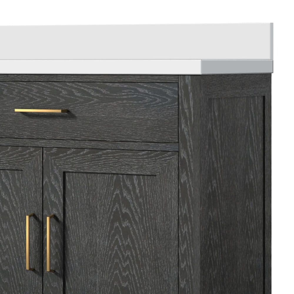 Lexora Home Abbey 36&quot; Single Bathroom Vanity in Black Oak with 2 cm White Cultured Marble Top and Rectangular Sink, , large