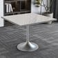 Leisuremod LeisureMod Verve Collection 36 Square Dining Table, Brushed Base with Laminated White Marbleized Top, , large