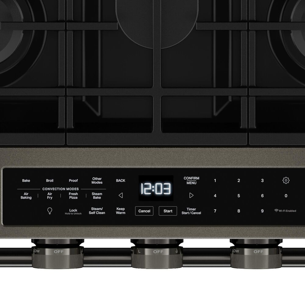 KitchenAid 2-Piece Kitchen Package with 30" Slide-In Smart Gas Range and 30" Over-the-Range Microwave Oven in Black Ore, , large
