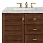 James Martin Vanities Amberly 60" Double Bathroom Vanity in Walnut with 3 cm Eternal Jasmine Pearl Quartz Top and Rectangular Sinks, , large