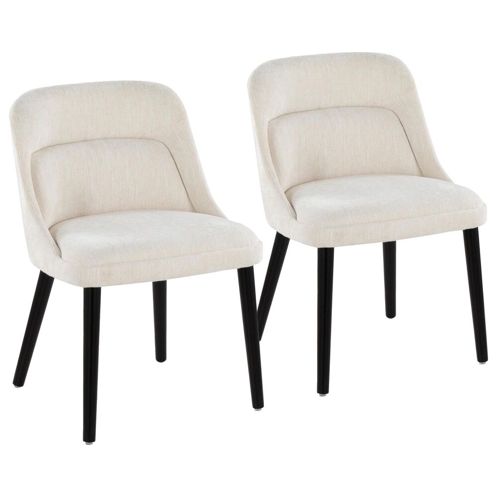 Lumisource Rina Side Chair with Cream Cushion in Black (Set of 2), , large