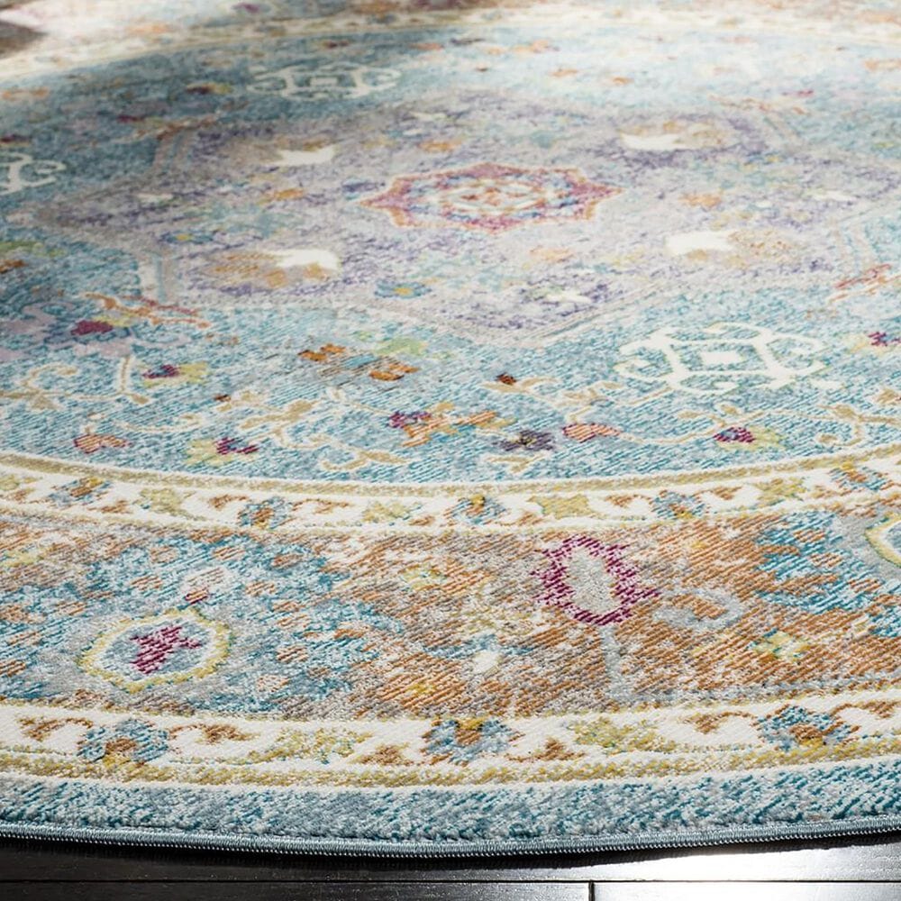 Safavieh Aria ARA100B 6&#39;6&quot; Round Blue and Creme Area Rug, , large