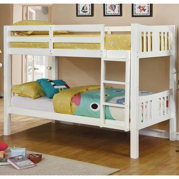 Furniture of America Patton Twin Over Twin Bunk Bed in White, , large