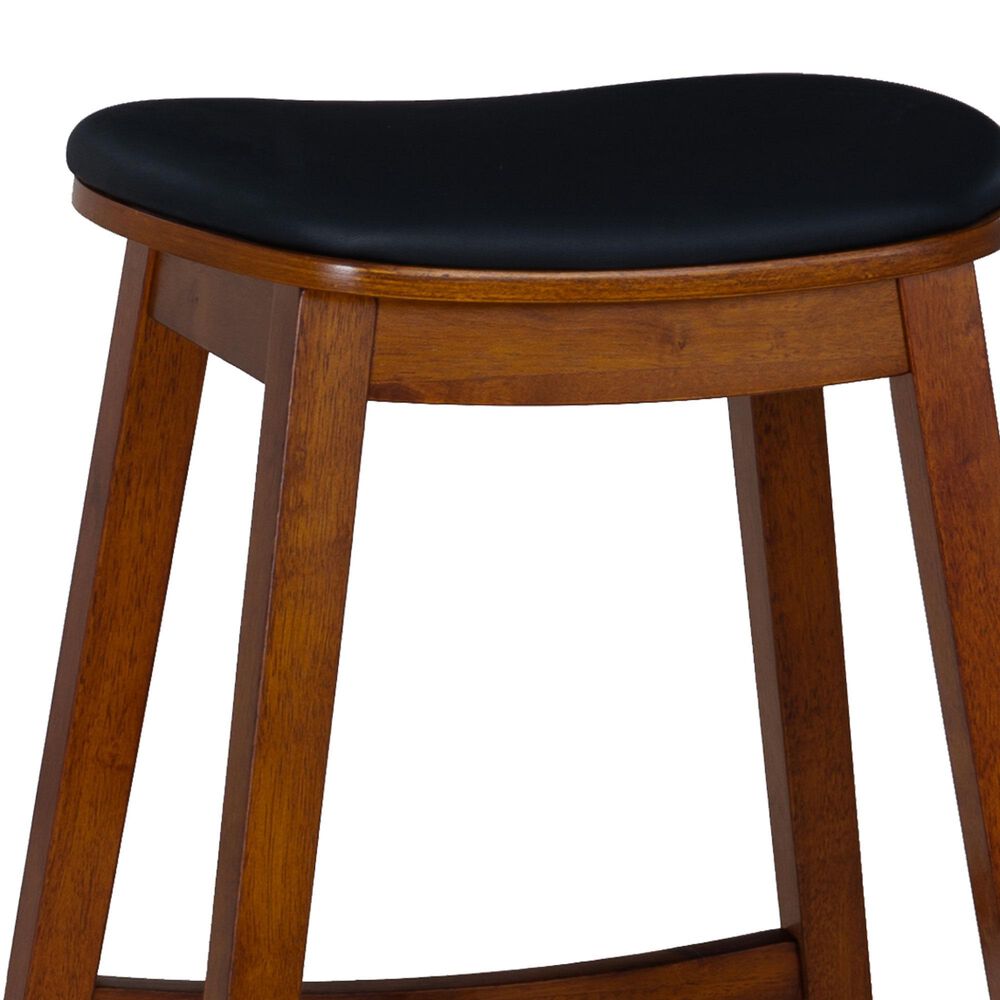 Linon Home Decor Culver Counter Stool with Black Cushion in Brown (Set of 2), , large
