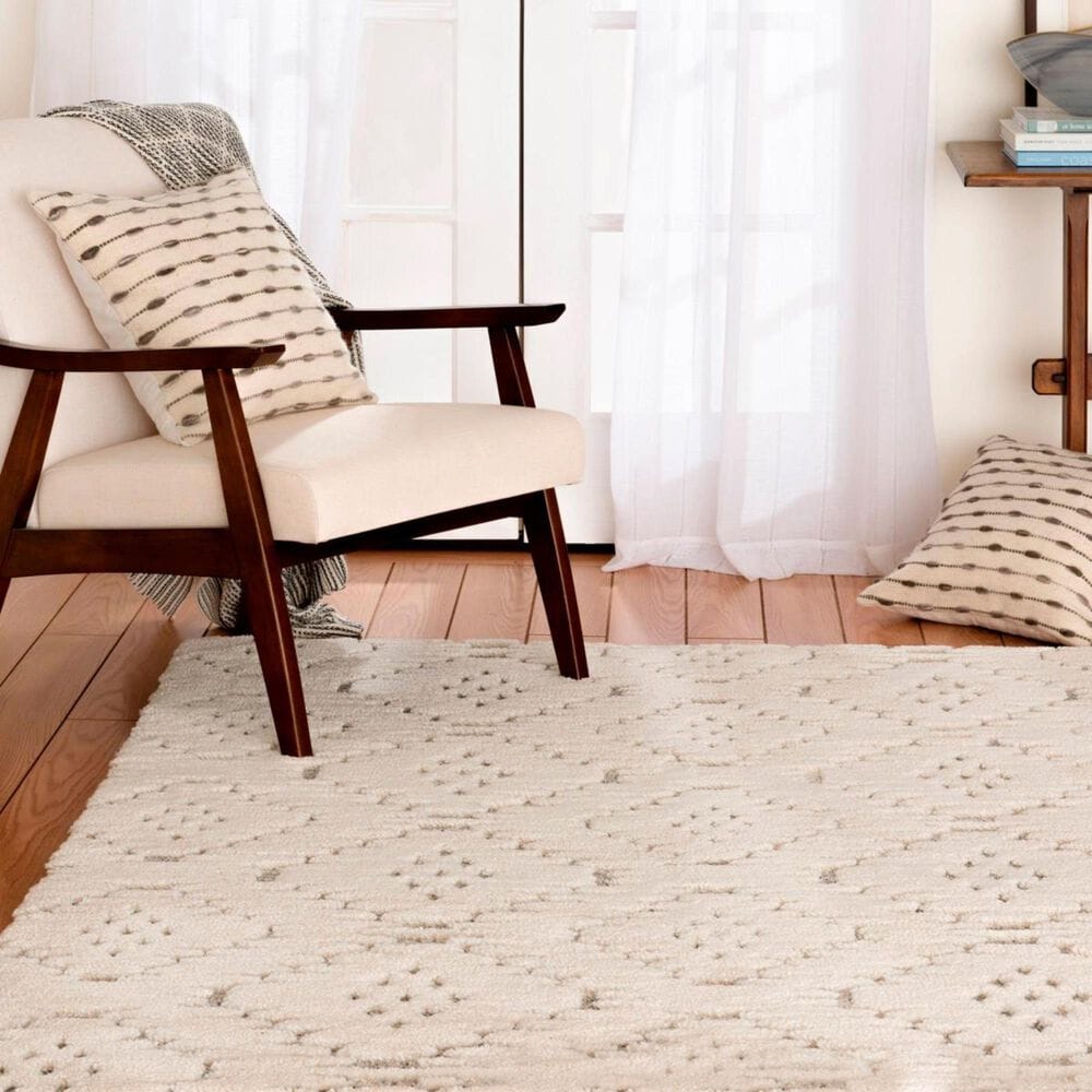 Central Oriental House Theon 5&#39; x 7&#39;3&quot; Light Grey and White Area Rug, , large