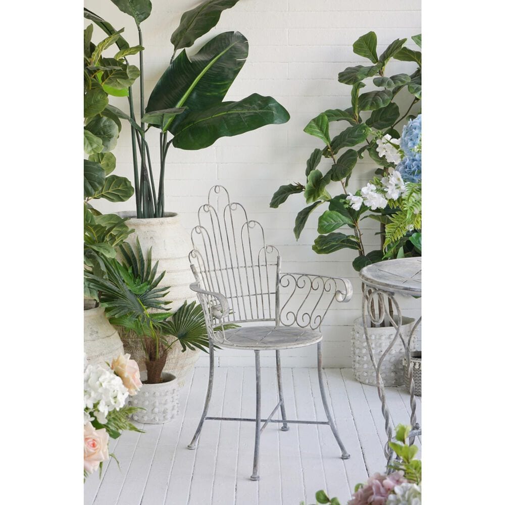 Hearth and Haven Outdoor Arm Chair with Fan-Shaped Backrest in Gray, , large