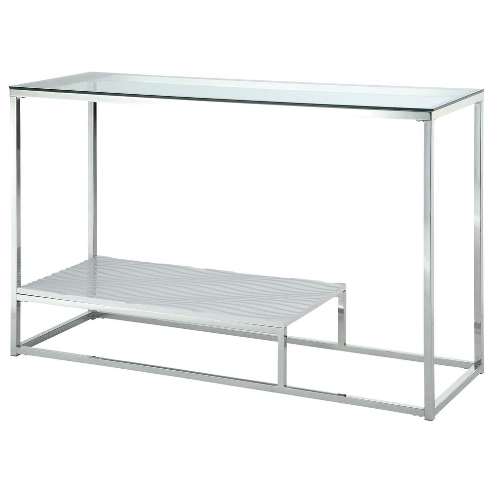 Furniture of America Sumpter Console Table in White and Chrome, , large