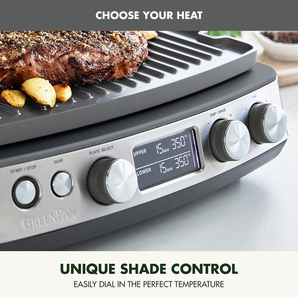Green Pan Elite 14" Contact Grill and Griddle in Graphite, , large