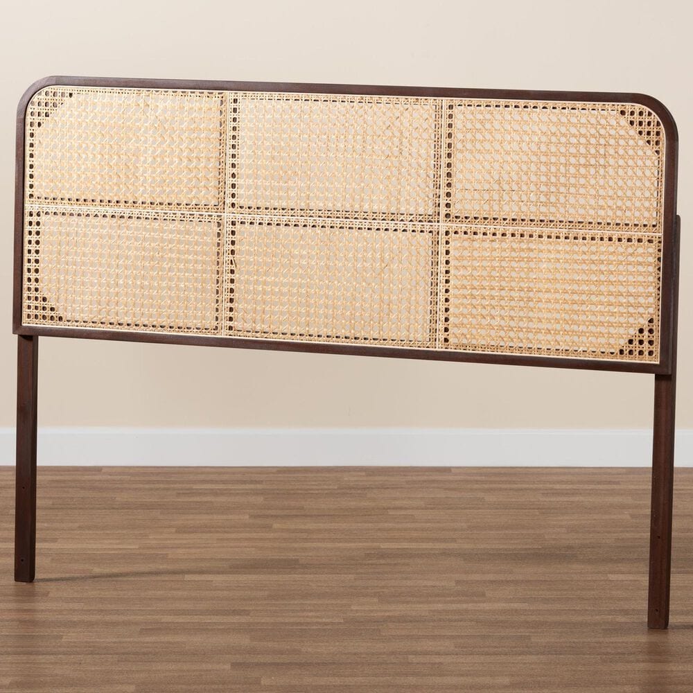 Baxton Studio Lainer Queen Panel Headboard in Dark Brown and Natural Brown, , large