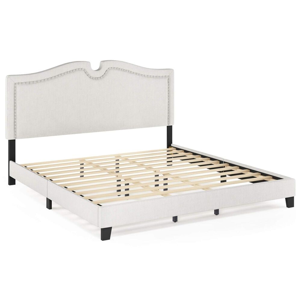 HOMLUX Davina King Platform Bed Frame in Gray, , large