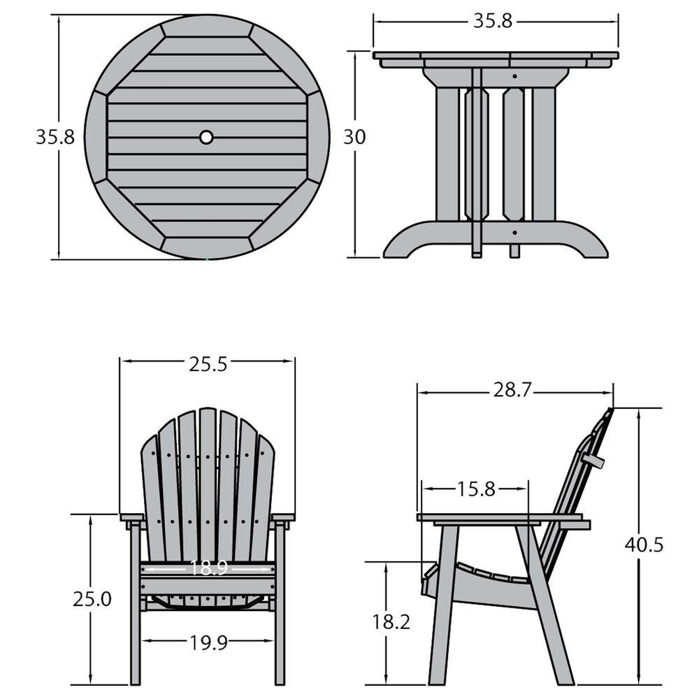 Highwood USA Muskoka 3Piece Patio Bistro Set in Whitewash NFM