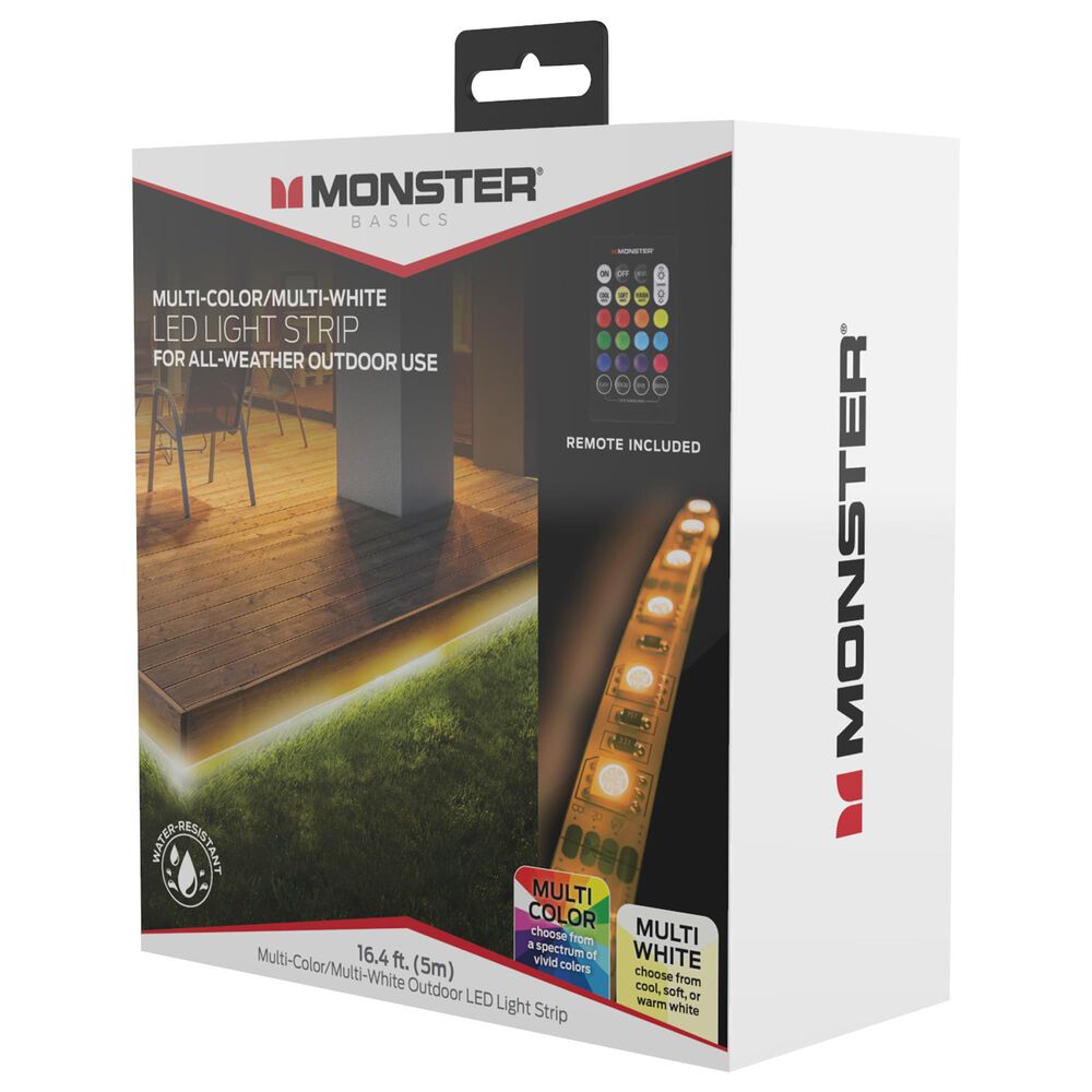 Monster Smart Illuminessence 16.4&#39; Multicolor and Multi White Indoor/Outdoor LED Light Strip, , large
