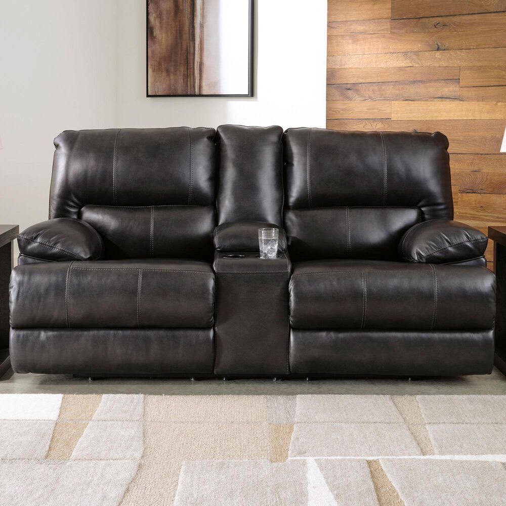 Ashley Mountainous Power Reclining Loveseat with Adjustable Headrest in Eclipse, , large