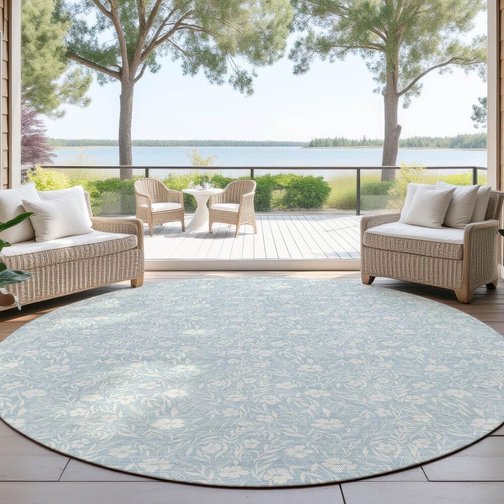 Dalyn Rug Company Soft Essentials Floral Sky 8' Round Indoor/Outdoor Area Rug, , large