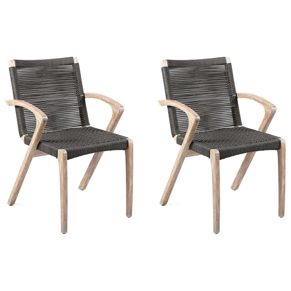 Armen Living Brielle Outdoor Dining Chair with Charcoal Rope in Light Eucalyptus (Set of 2), , large