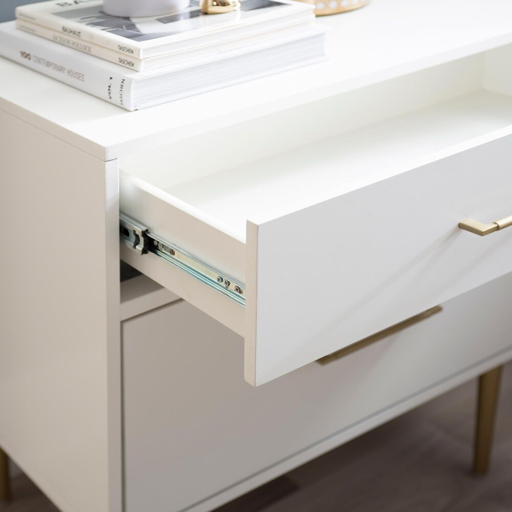 Linon Home Decor Gloria 2-Drawer Nightstand in White and Gold, , large