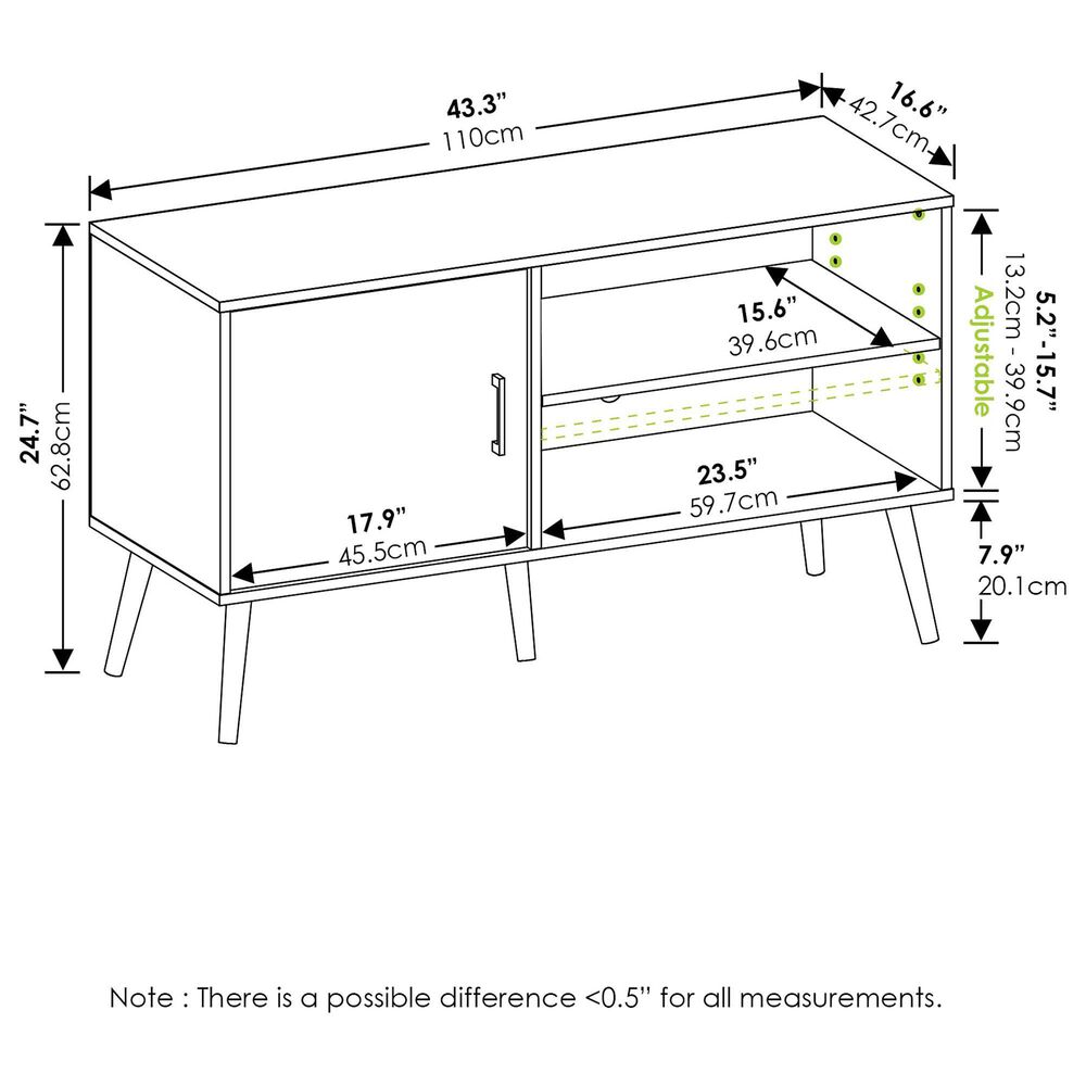 HOMLUX 43.3" TV Stand with 1-Door in French Oak, , large