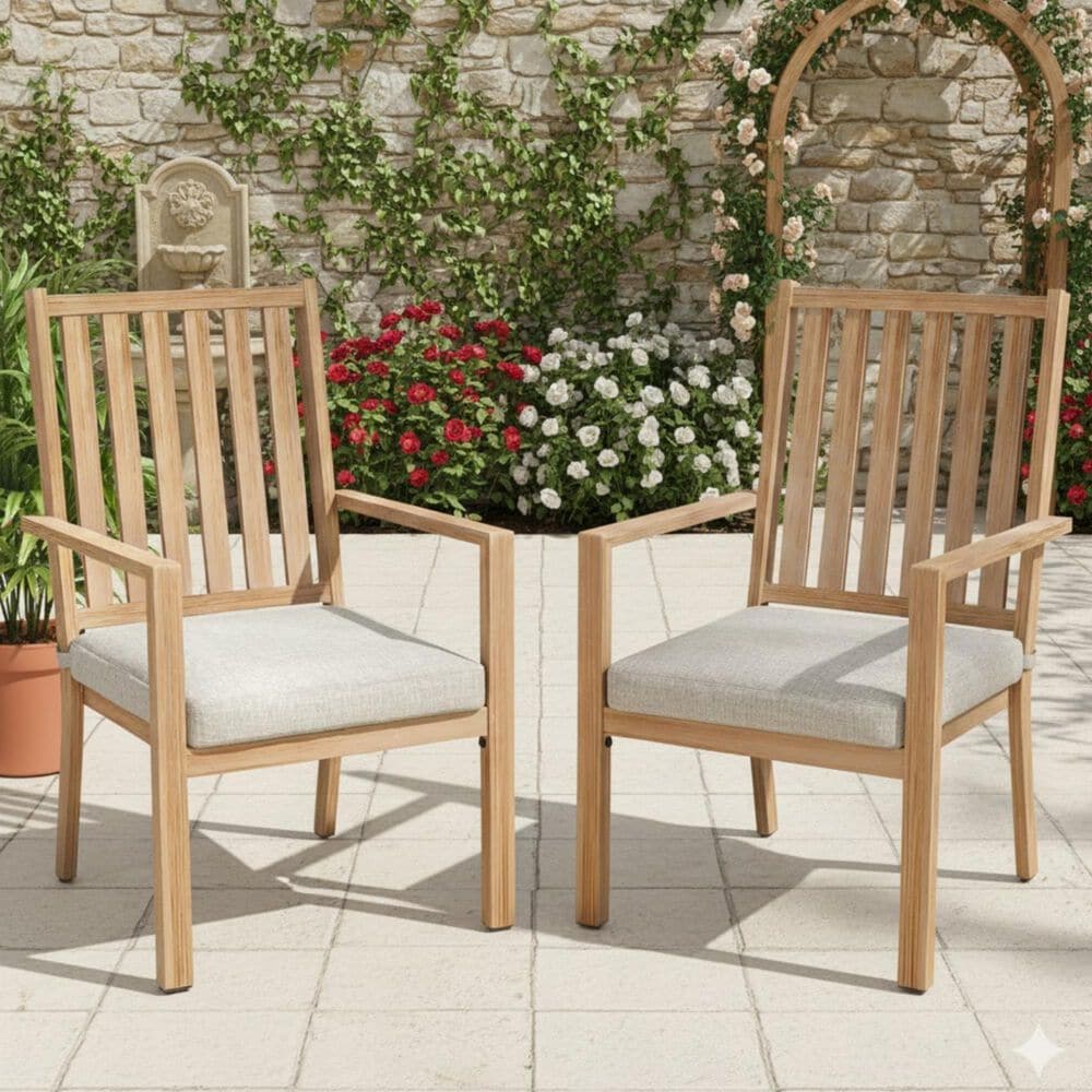 Hearth and Haven Outdoor All-Weather Aluminum Dining Chair in Gray (Set of 2), , large