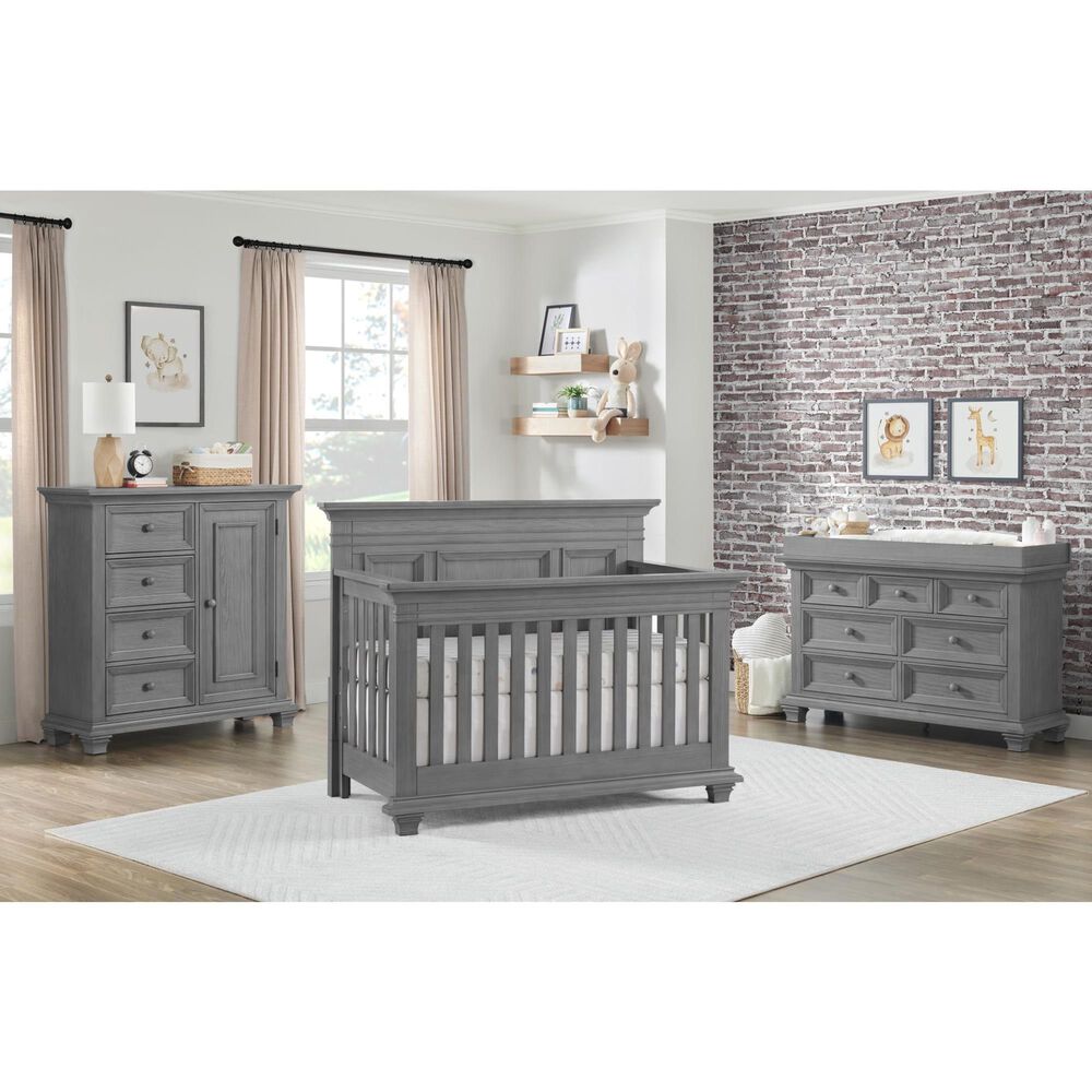 Oxford Baby Weston 2-Piece Crib and Dresser Nursery Set in Dusk Gray, , large