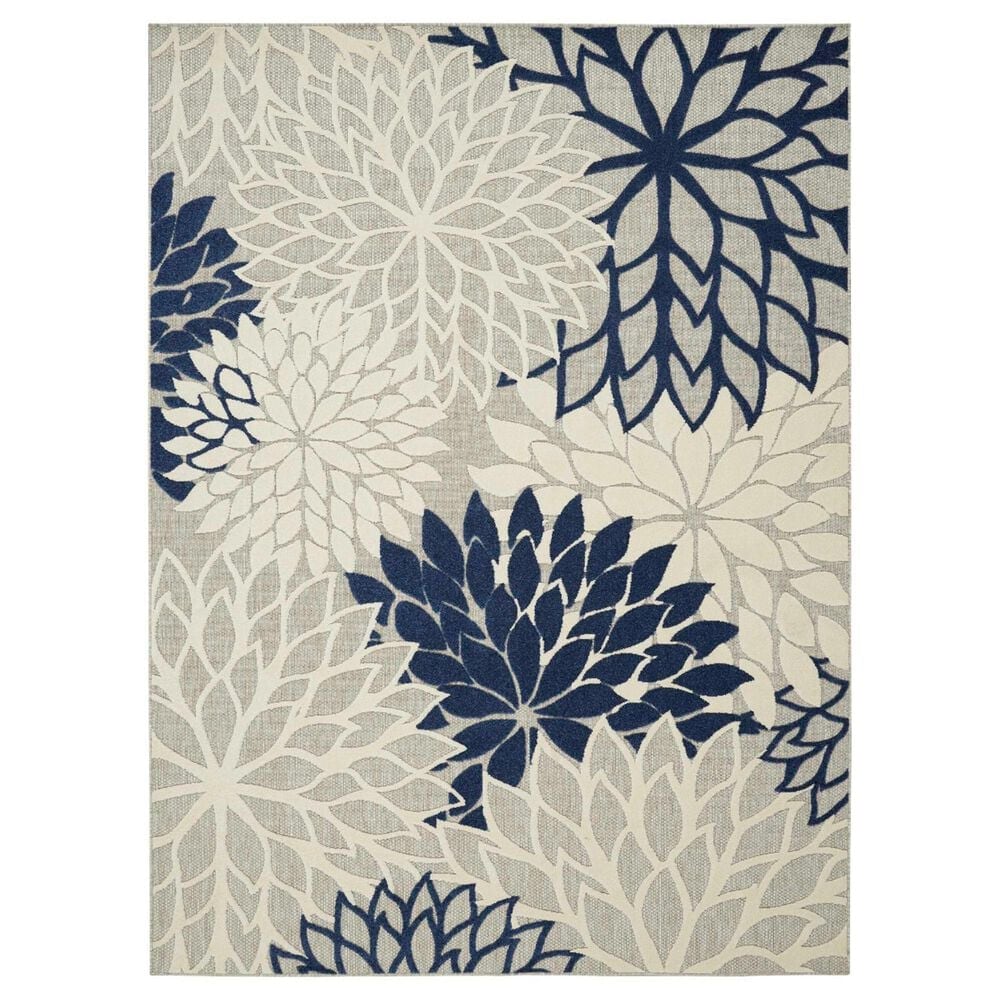 Nourison Aloha ALH05 7"10" x 10"6" Ivory and Navy Indoor/Outdoor Area Rug, , large