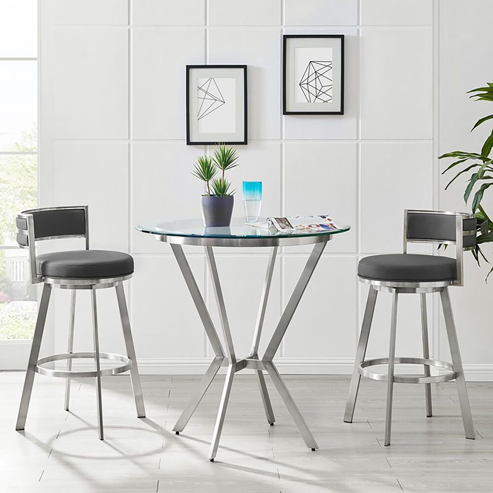 Blue River Naomi Bar Table in Brushed Stainless Steel, , large