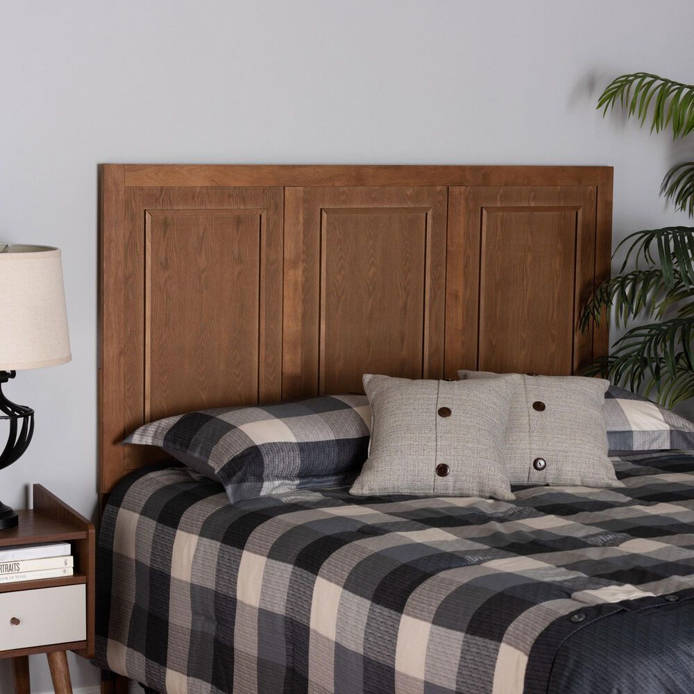 Baxton Studio Giordano King Panel Headboard in Ash Walnut, , large