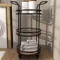 Maple and Jade 3-Shelf Bar Cart with Handle in Matte Black, Natural Brown and Clear, , large