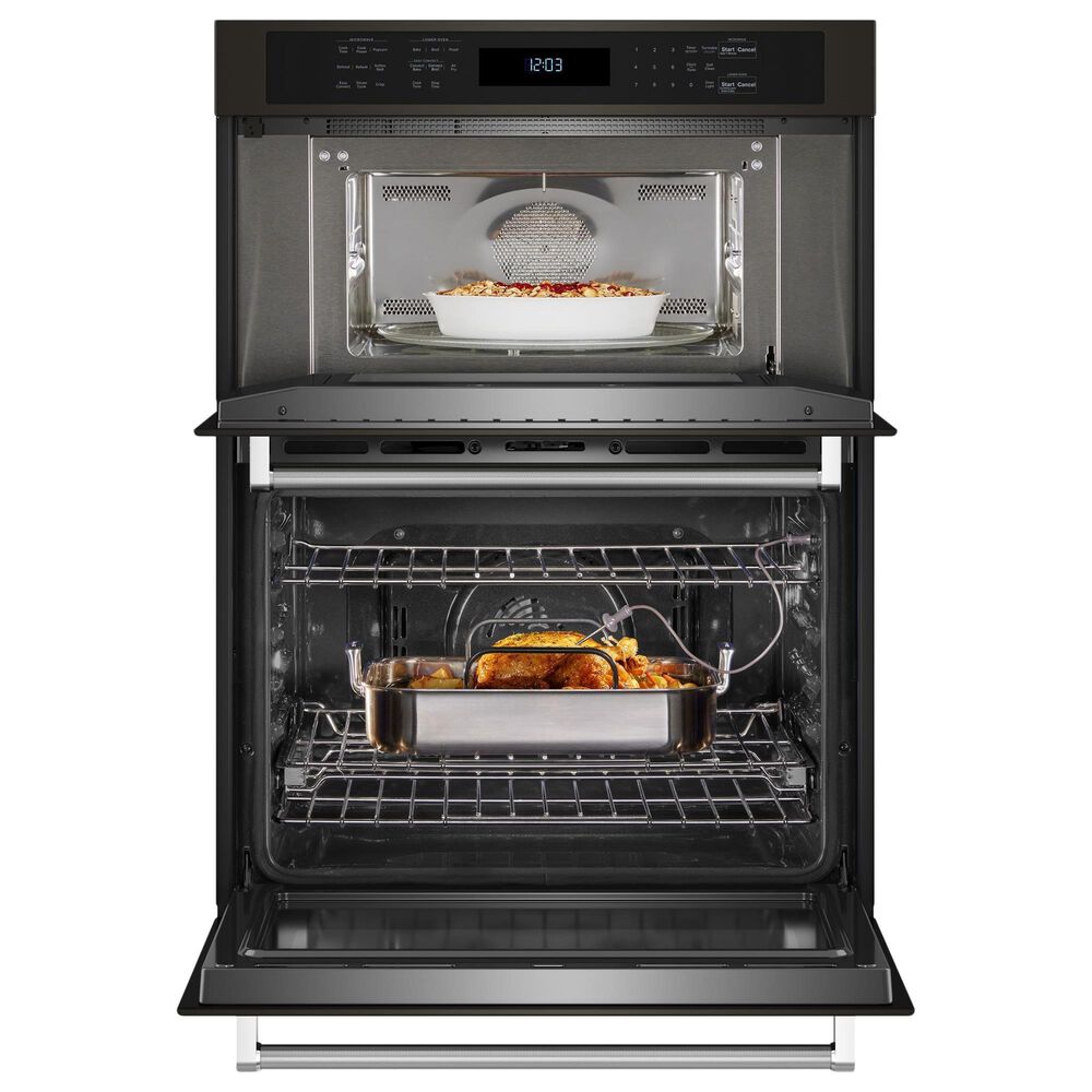 KitchenAid 27&quot; Electric Microwave Wall Oven Combo with Air Fry Mode in Black Stainless Steel, , large