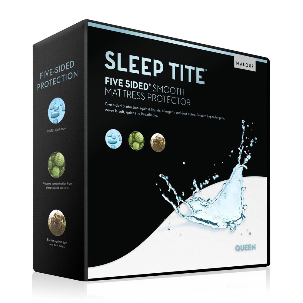 Malouf Five 5ided Smooth Queen Mattress Protector, , large
