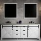 Lexora Home Marsyas 84" Double Bathroom Vanity in White with Grey Quartz Top and Rectangular Sinks, , large