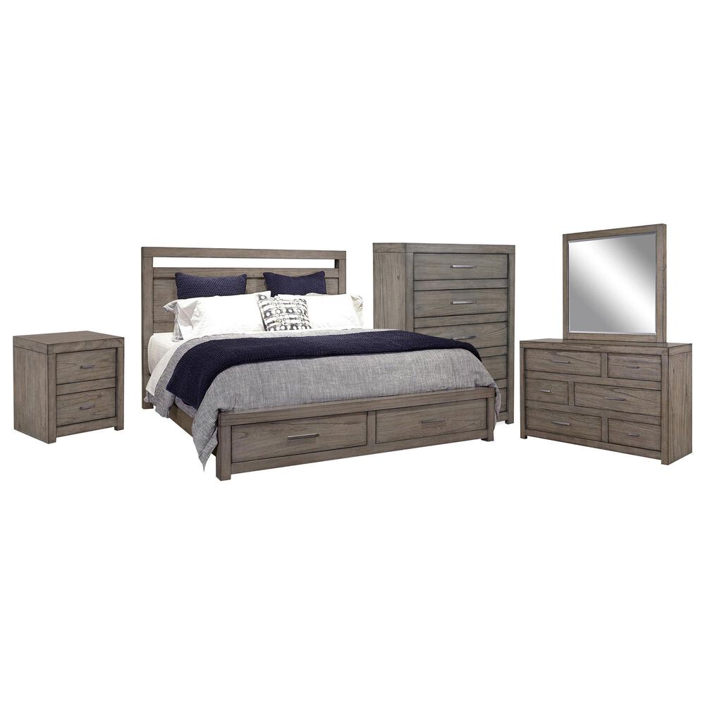 Riva Ridge Modern Loft 5-Piece Queen Storage Bedroom Set in Greystone, , large