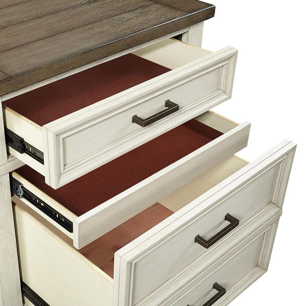 Riva Ridge Caraway 4 Piece King Storage Bedroom Set in Aged Ivory and Brown with USB Ports, , large