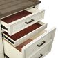 Riva Ridge Caraway 4 Piece King Storage Bedroom Set in Aged Ivory and Brown with USB Ports, , large