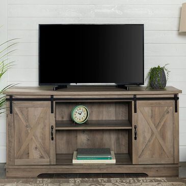 Walker Edison 58" Sliding Barn Door TV Stand in Grey Wash, , large