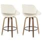 LumiSource Fabrico 26" Swivel Fixed-Height Counter Stool with Cream Noise Fabric Upholstery in Black and Walnut (Set of 2), , large