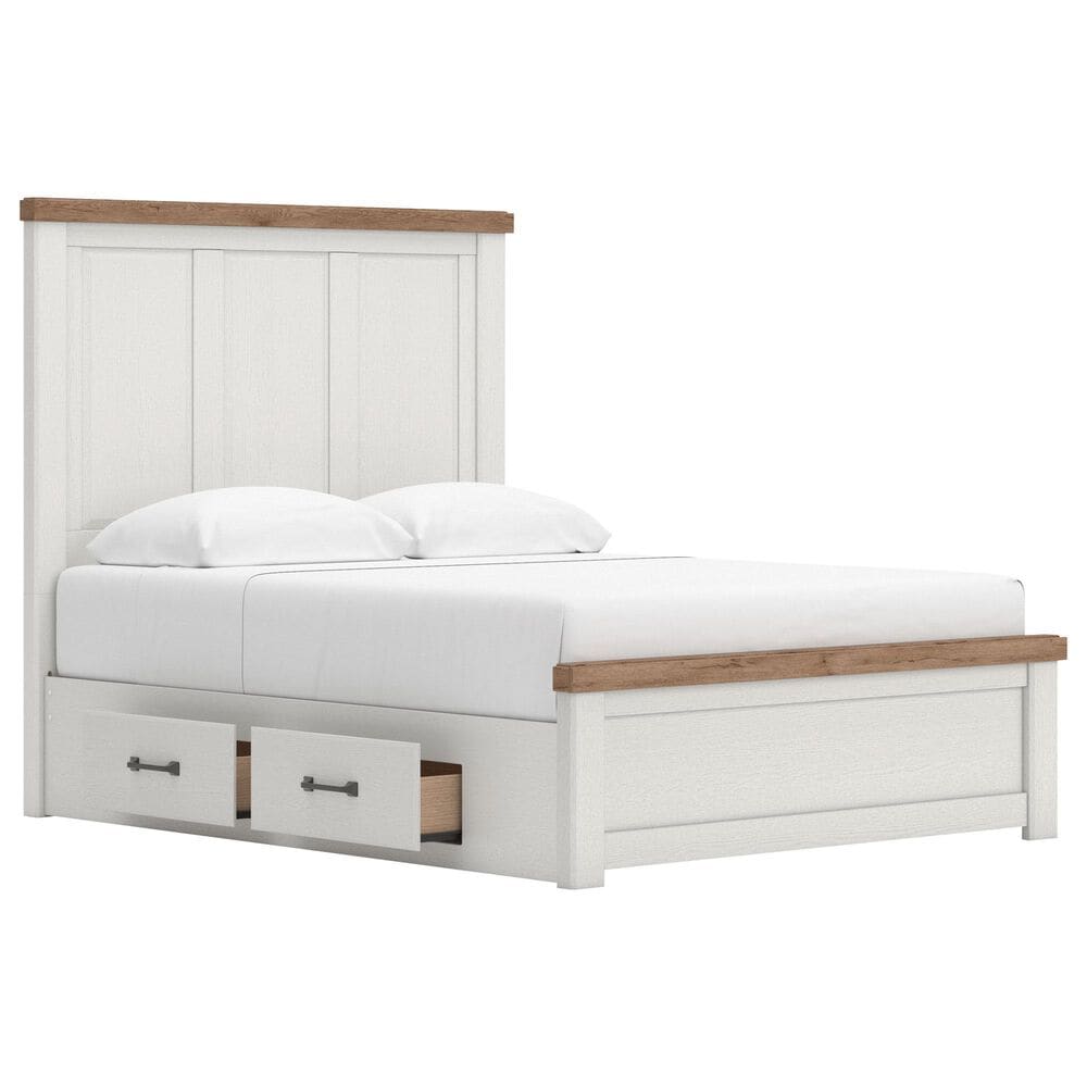 Ashley Savonport Queen Storage Panel Bed in White and Brown, , large