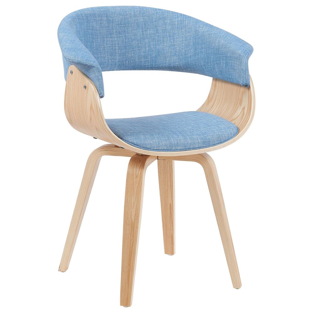 Armen Living Summer Arm Chair with Blue Upholstery in Oak, , large