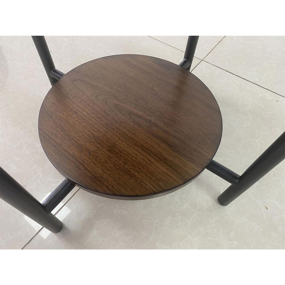 Shannon Hills Felix Round Side Table in Black and Walnut, , large
