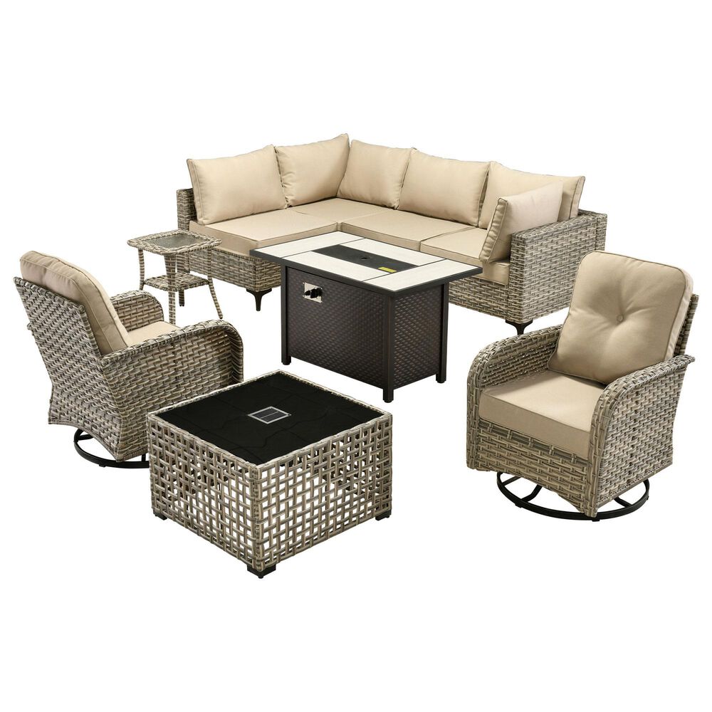 HOMLUX 9-Piece Patio Conversation Set in Beige, , large