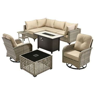 HOMLUX 9-Piece Patio Conversation Set in Beige, , large