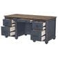 Legends Home Americana 2-Piece Executive Desk with Bookcase Pier Set in Corduroy Blue and Whiskey, , large