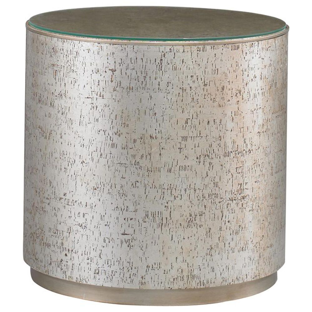 Sherrill Occasional Cork Drum End Table in Clear, Bronze and Champagne Gold, , large