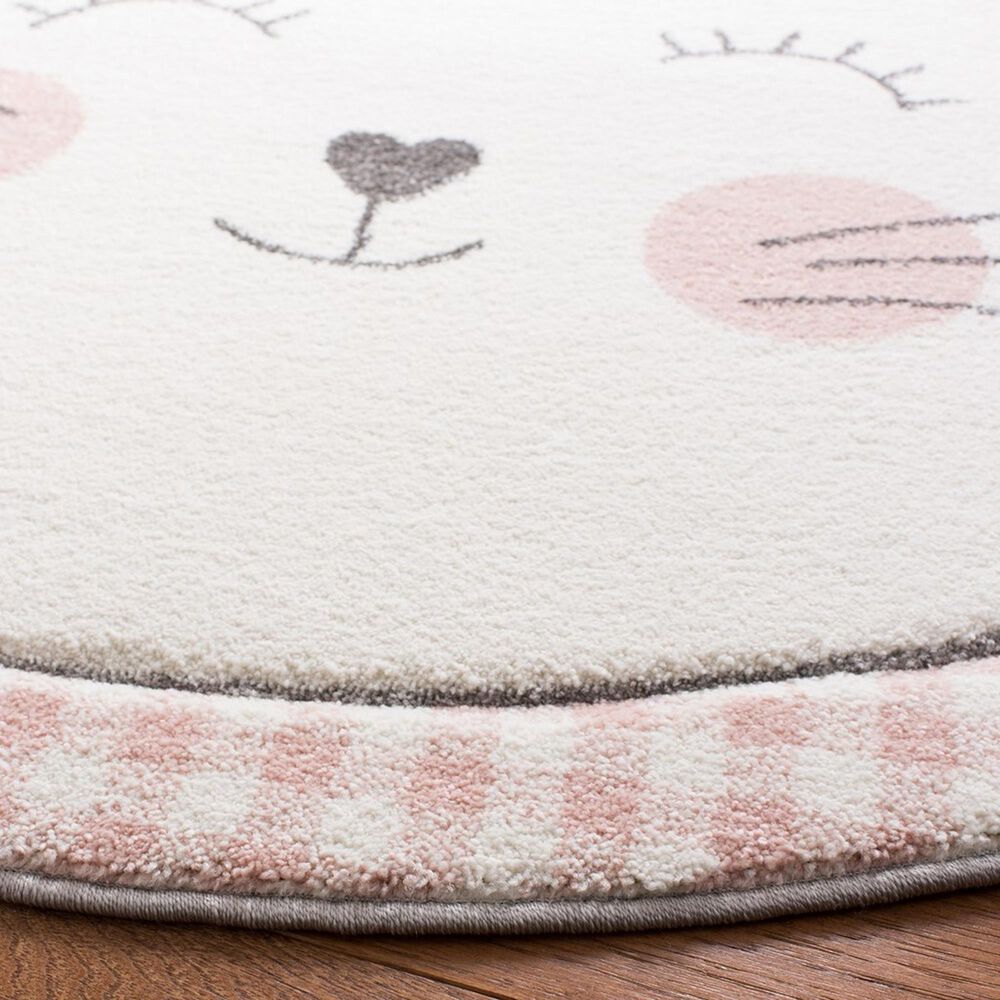 Safavieh Carousel CRK134 8&#39; Round Pink and Grey Kids  Area Rug, , large