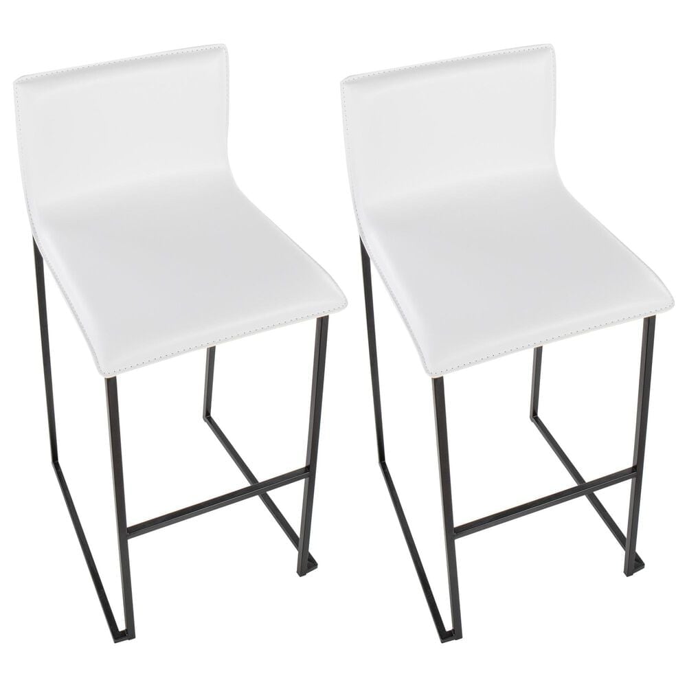 Lumisource Mara Barstool with White Cushion in Black &#40;Set of 2&#41;, , large