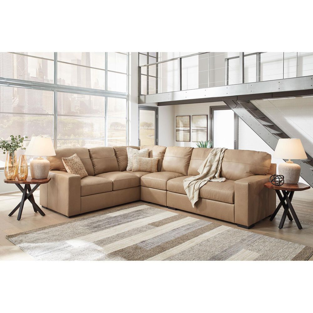 Ashley 3-Piece Leather Sectional in Brown, , large