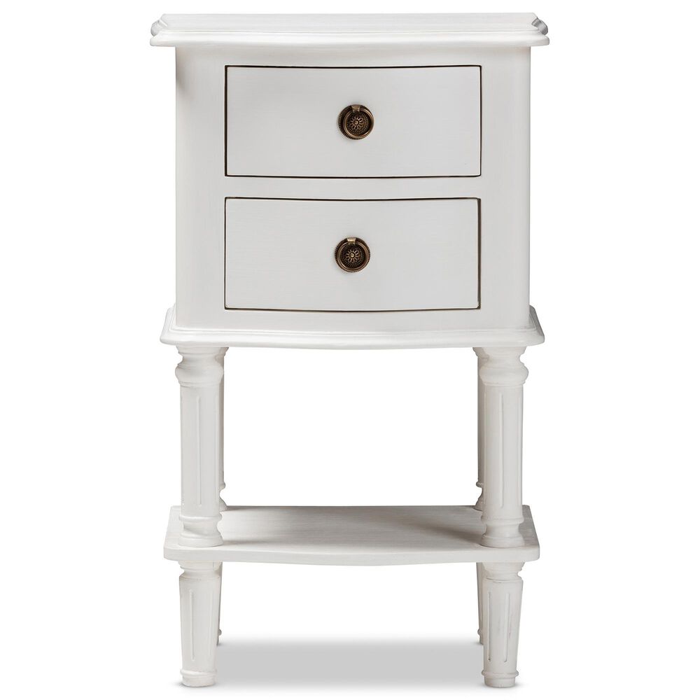 Baxton Studio Audrey 2-Drawer Nightstand in White, , large