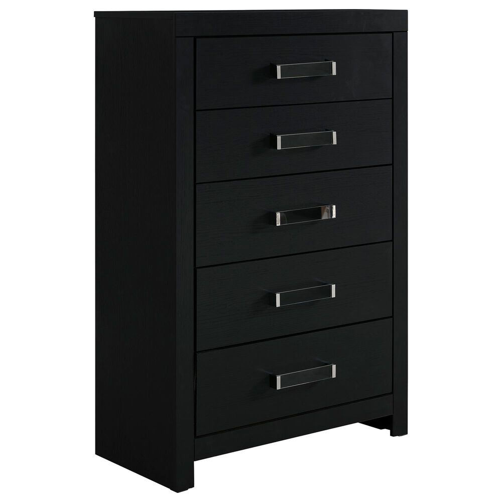 Ashley Maeling 5 Piece King Panel Bedroom Set in Matte Black, , large