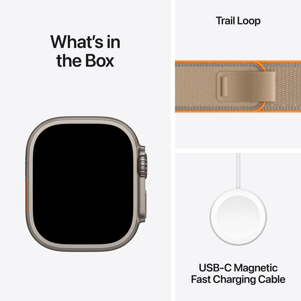 Apple Watch Ultra 4 (GPS + Cellular) 49mm Natural Titanium Case with Sand Trail Loop - M/L and 2-Year AppleCare+, , large
